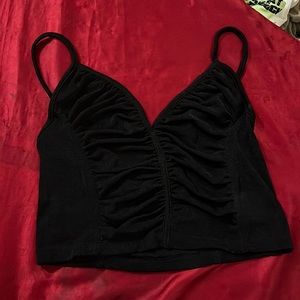 Black crop top,silky material